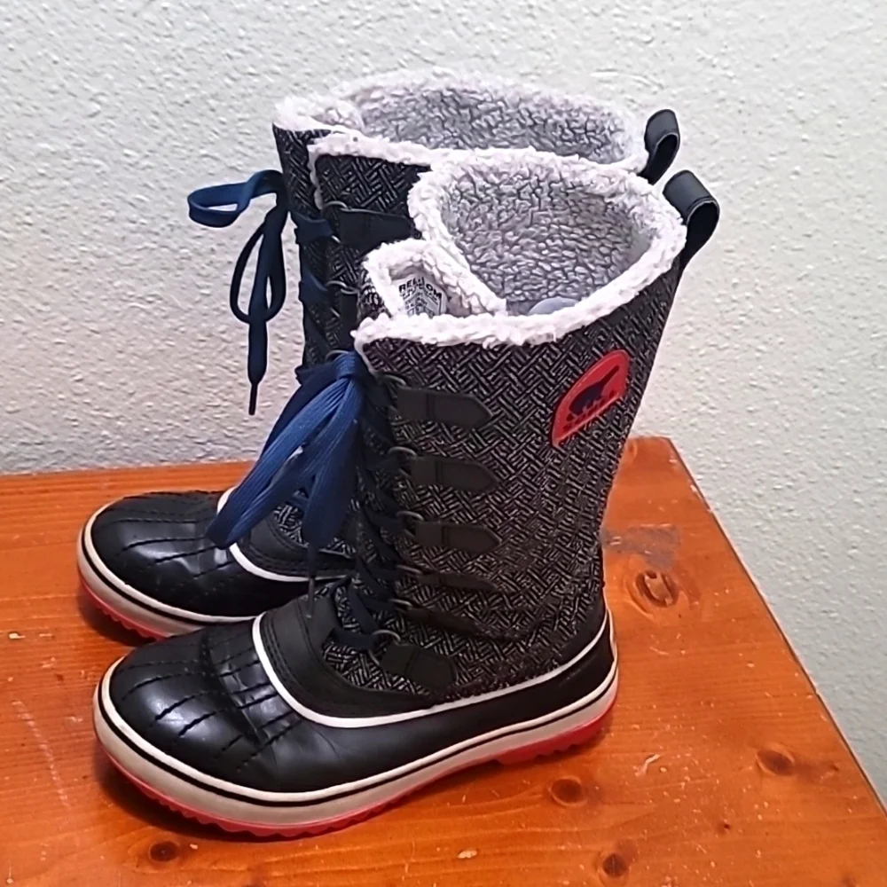 Sorel Tofino Waterproof Winter Boots Womens‎ 5 Black Grey Pink NL2028-591